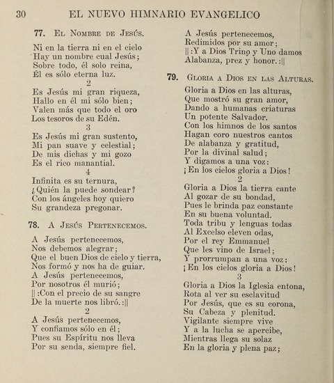 El Nuevo Himnario Evangelico para el uso de las Iglesias Evangelicas de Habla Espanol en Todo el Mundo page 30