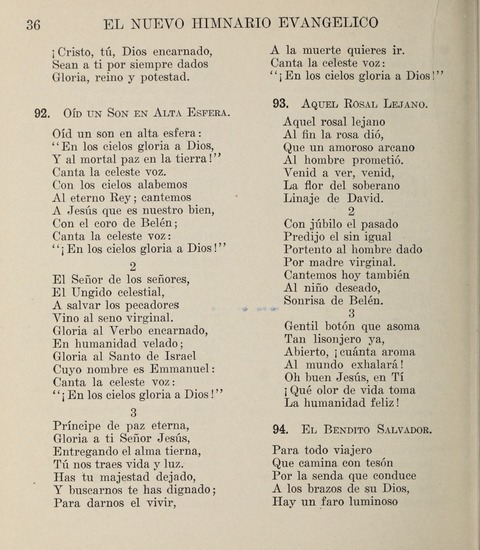 El Nuevo Himnario Evangelico para el uso de las Iglesias Evangelicas de Habla Espanol en Todo el Mundo page 36
