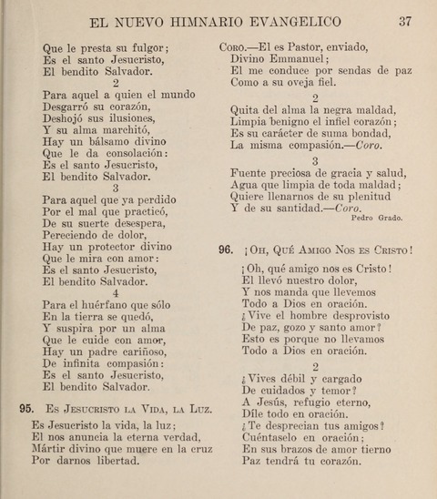 El Nuevo Himnario Evangelico para el uso de las Iglesias Evangelicas de Habla Espanol en Todo el Mundo page 37