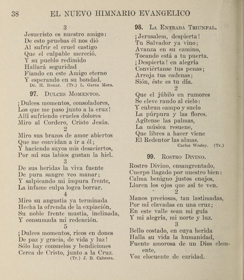 El Nuevo Himnario Evangelico para el uso de las Iglesias Evangelicas de Habla Espanol en Todo el Mundo page 38