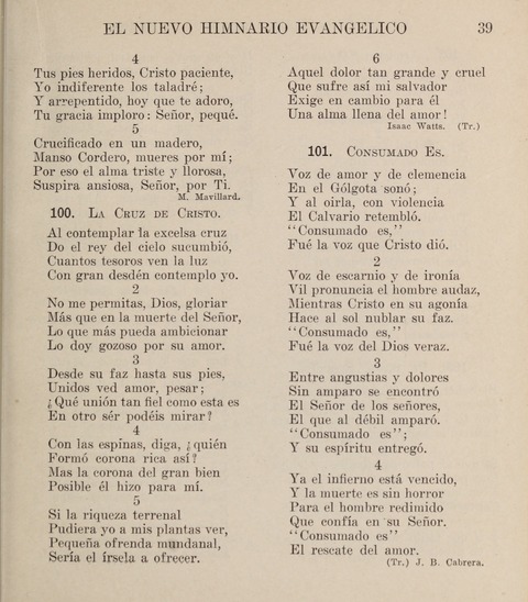 El Nuevo Himnario Evangelico para el uso de las Iglesias Evangelicas de Habla Espanol en Todo el Mundo page 39