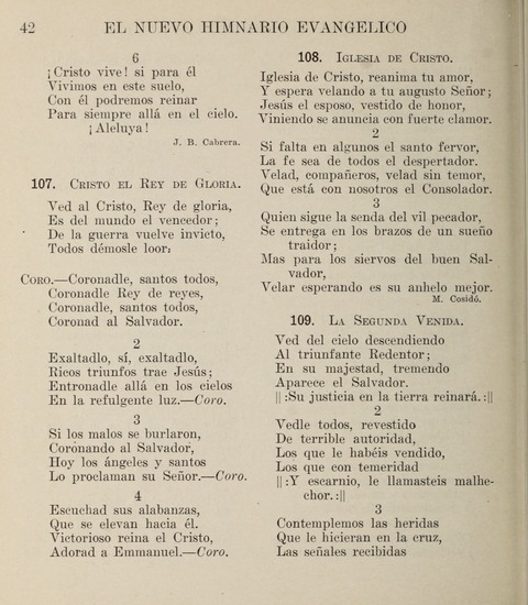 El Nuevo Himnario Evangelico para el uso de las Iglesias Evangelicas de Habla Espanol en Todo el Mundo page 42
