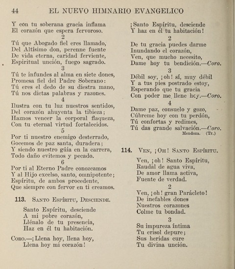 El Nuevo Himnario Evangelico para el uso de las Iglesias Evangelicas de Habla Espanol en Todo el Mundo page 44