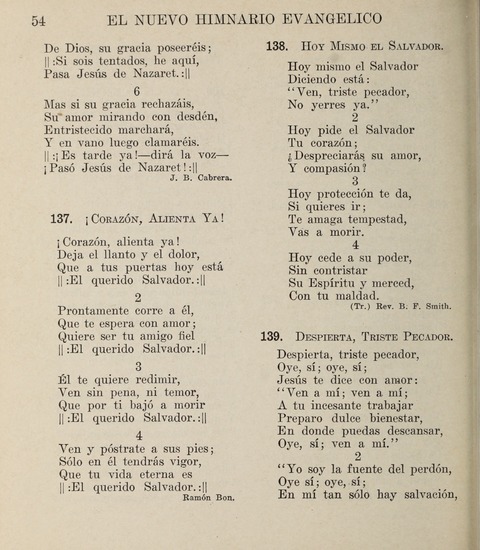 El Nuevo Himnario Evangelico para el uso de las Iglesias Evangelicas de Habla Espanol en Todo el Mundo page 54
