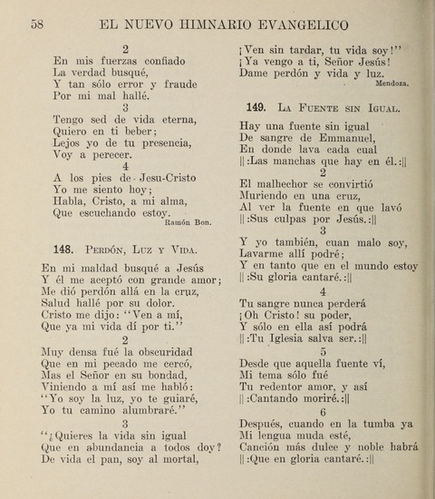 El Nuevo Himnario Evangelico para el uso de las Iglesias Evangelicas de Habla Espanol en Todo el Mundo page 58