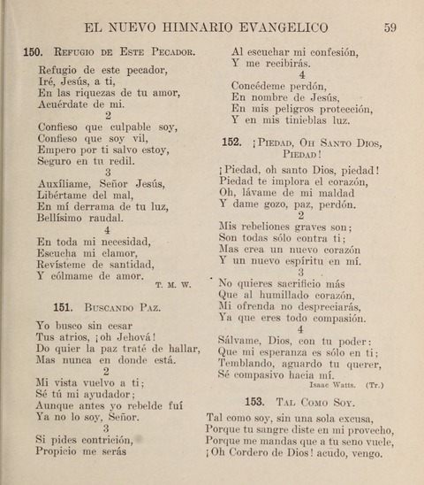 El Nuevo Himnario Evangelico para el uso de las Iglesias Evangelicas de Habla Espanol en Todo el Mundo page 59