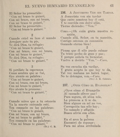 El Nuevo Himnario Evangelico para el uso de las Iglesias Evangelicas de Habla Espanol en Todo el Mundo page 61