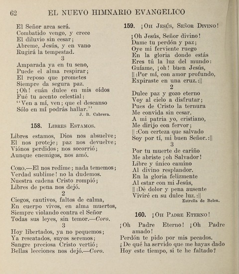 El Nuevo Himnario Evangelico para el uso de las Iglesias Evangelicas de Habla Espanol en Todo el Mundo page 62