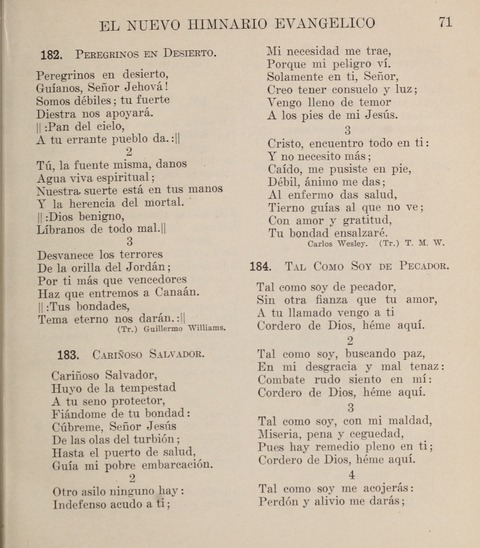 El Nuevo Himnario Evangelico para el uso de las Iglesias Evangelicas de Habla Espanol en Todo el Mundo page 71