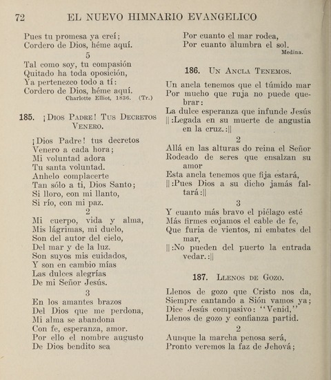 El Nuevo Himnario Evangelico para el uso de las Iglesias Evangelicas de Habla Espanol en Todo el Mundo page 72