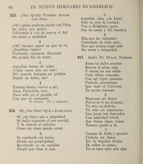 El Nuevo Himnario Evangelico para el uso de las Iglesias Evangelicas de Habla Espanol en Todo el Mundo page 84