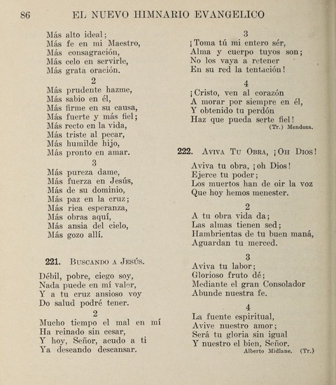 El Nuevo Himnario Evangelico para el uso de las Iglesias Evangelicas de Habla Espanol en Todo el Mundo page 86