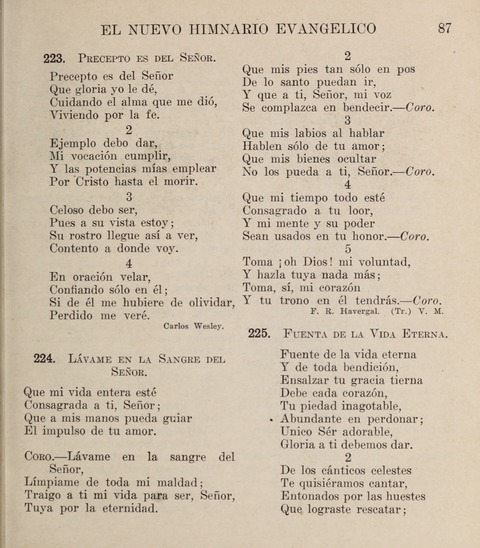 El Nuevo Himnario Evangelico para el uso de las Iglesias Evangelicas de Habla Espanol en Todo el Mundo page 87