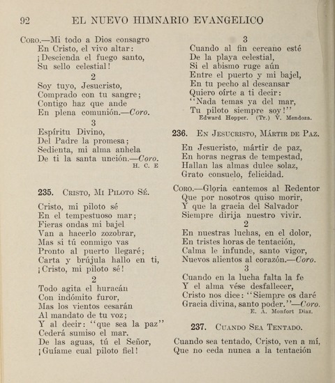 El Nuevo Himnario Evangelico para el uso de las Iglesias Evangelicas de Habla Espanol en Todo el Mundo page 92
