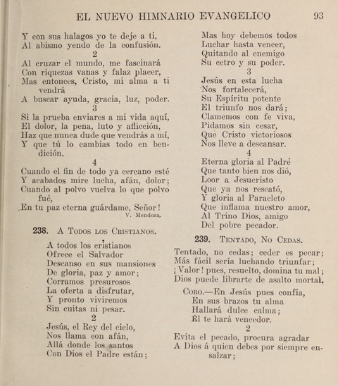 El Nuevo Himnario Evangelico para el uso de las Iglesias Evangelicas de Habla Espanol en Todo el Mundo page 93