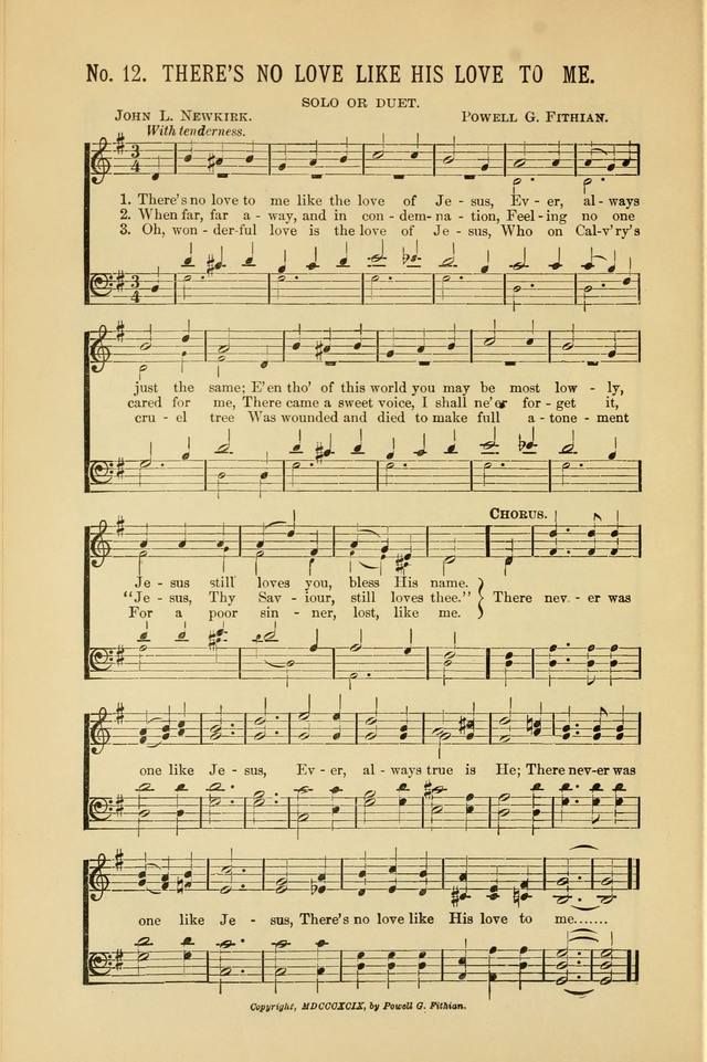 Exalted Praise: a twentieth century collection of sacred hymns for the church, Sunday school, and devotional meetings page 12