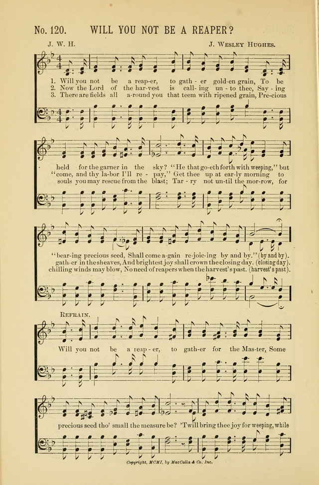 Exalted Praise: a twentieth century collection of sacred hymns for the church, Sunday school, and devotional meetings page 120