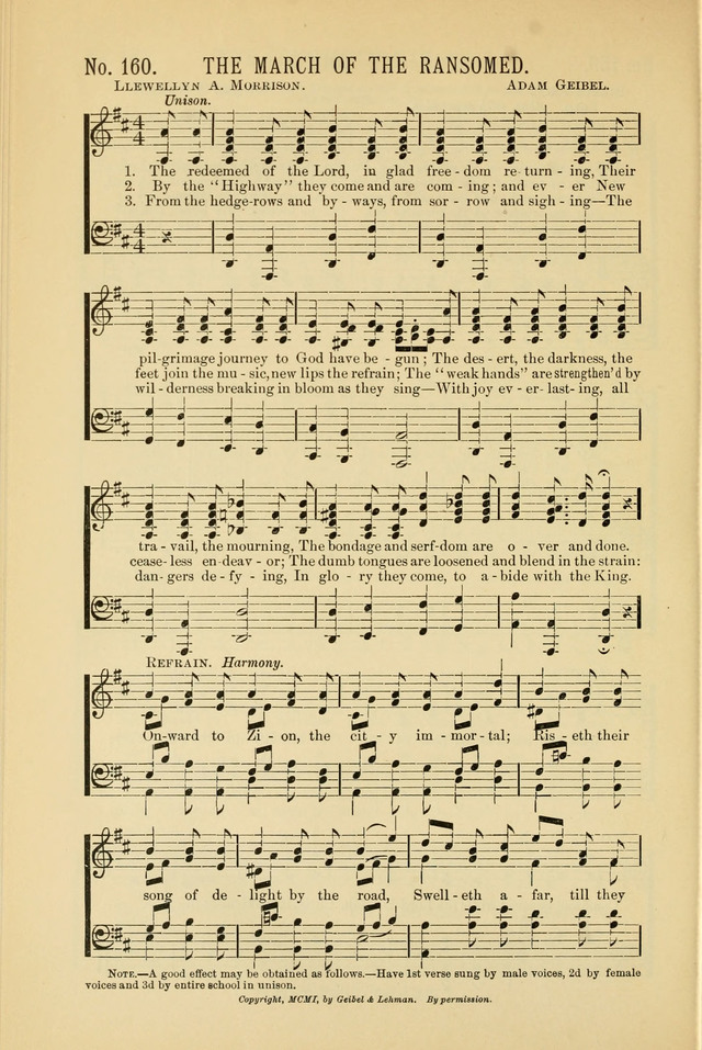 Exalted Praise: a twentieth century collection of sacred hymns for the church, Sunday school, and devotional meetings page 160