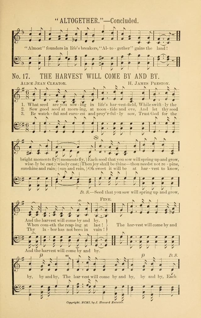 Exalted Praise: a twentieth century collection of sacred hymns for the church, Sunday school, and devotional meetings page 17