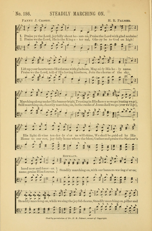 Exalted Praise: a twentieth century collection of sacred hymns for the church, Sunday school, and devotional meetings page 186