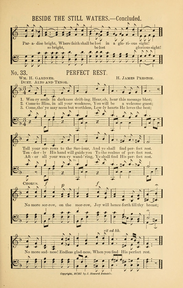 Exalted Praise: a twentieth century collection of sacred hymns for the church, Sunday school, and devotional meetings page 33