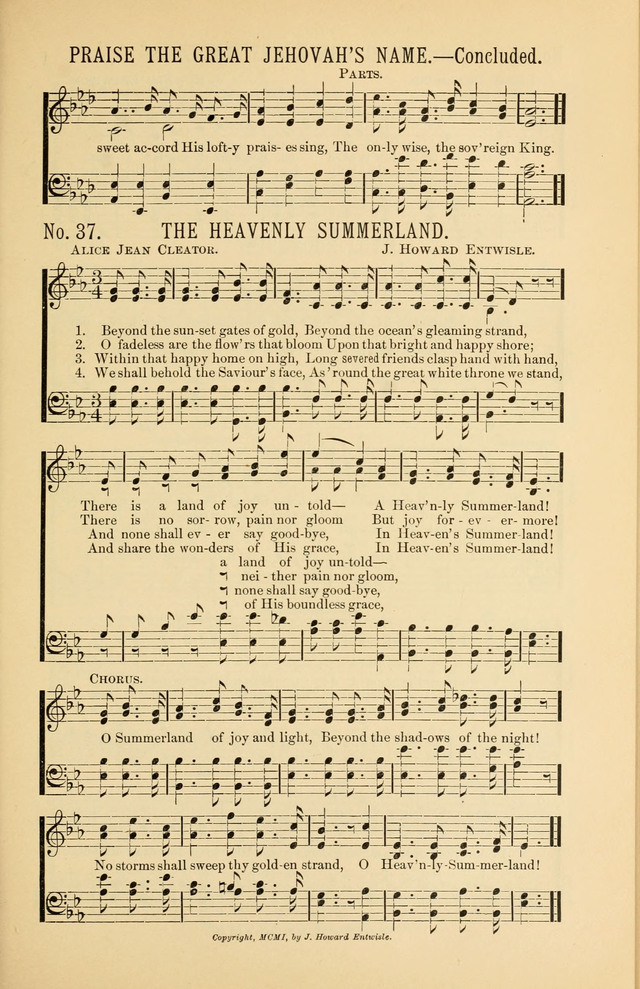 Exalted Praise: a twentieth century collection of sacred hymns for the church, Sunday school, and devotional meetings page 37