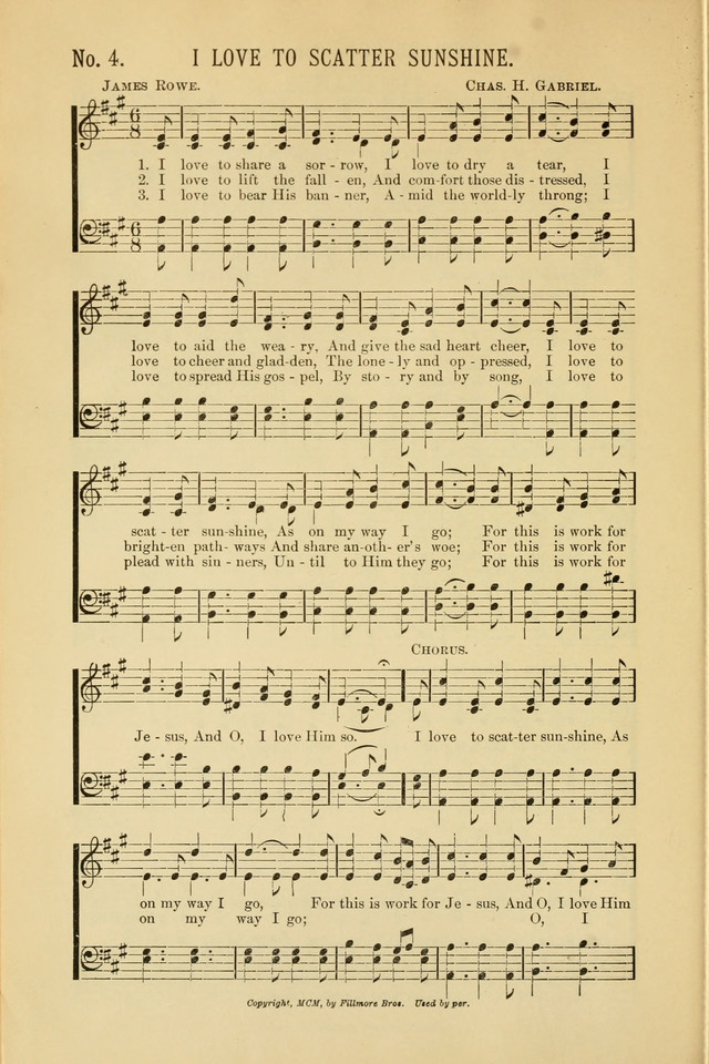 Exalted Praise: a twentieth century collection of sacred hymns for the church, Sunday school, and devotional meetings page 4