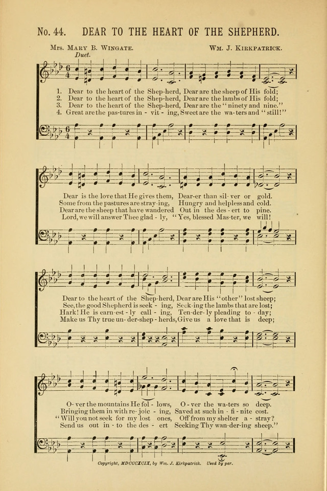 Exalted Praise: a twentieth century collection of sacred hymns for the church, Sunday school, and devotional meetings page 44