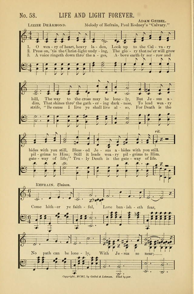 Exalted Praise: a twentieth century collection of sacred hymns for the church, Sunday school, and devotional meetings page 58