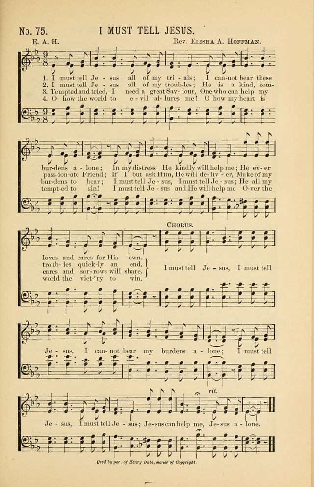 Exalted Praise: a twentieth century collection of sacred hymns for the church, Sunday school, and devotional meetings page 75