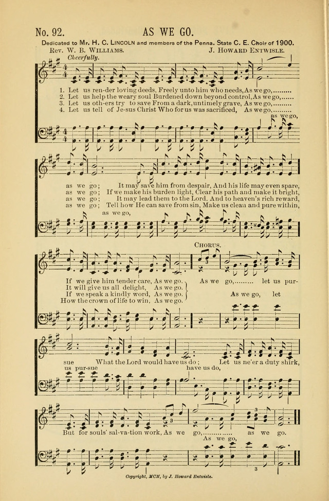 Exalted Praise: a twentieth century collection of sacred hymns for the church, Sunday school, and devotional meetings page 92