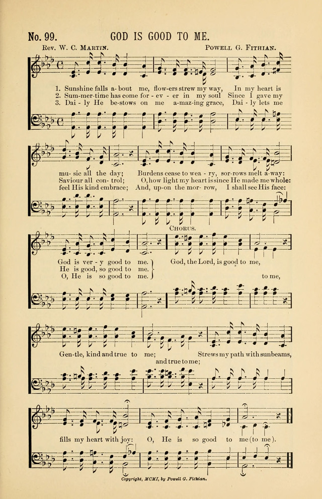 Exalted Praise: a twentieth century collection of sacred hymns for the church, Sunday school, and devotional meetings page 99