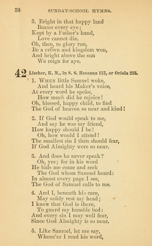 The Eclectic Sabbath School Hymn Book page 38