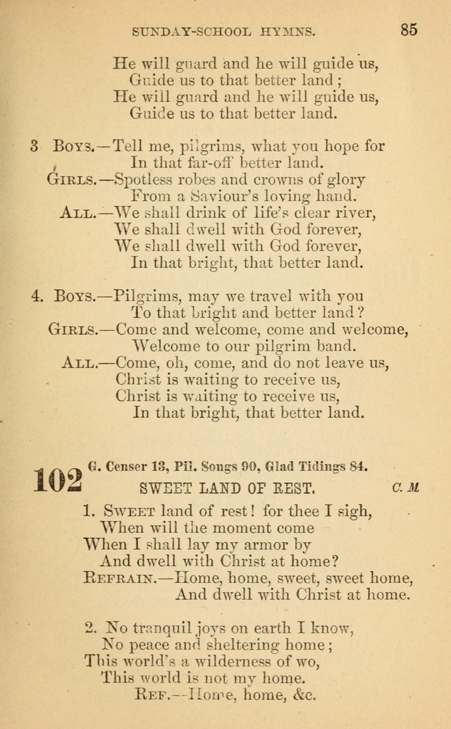 The Eclectic Sabbath School Hymn Book page 85