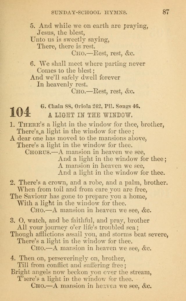 The Eclectic Sabbath School Hymn Book page 87