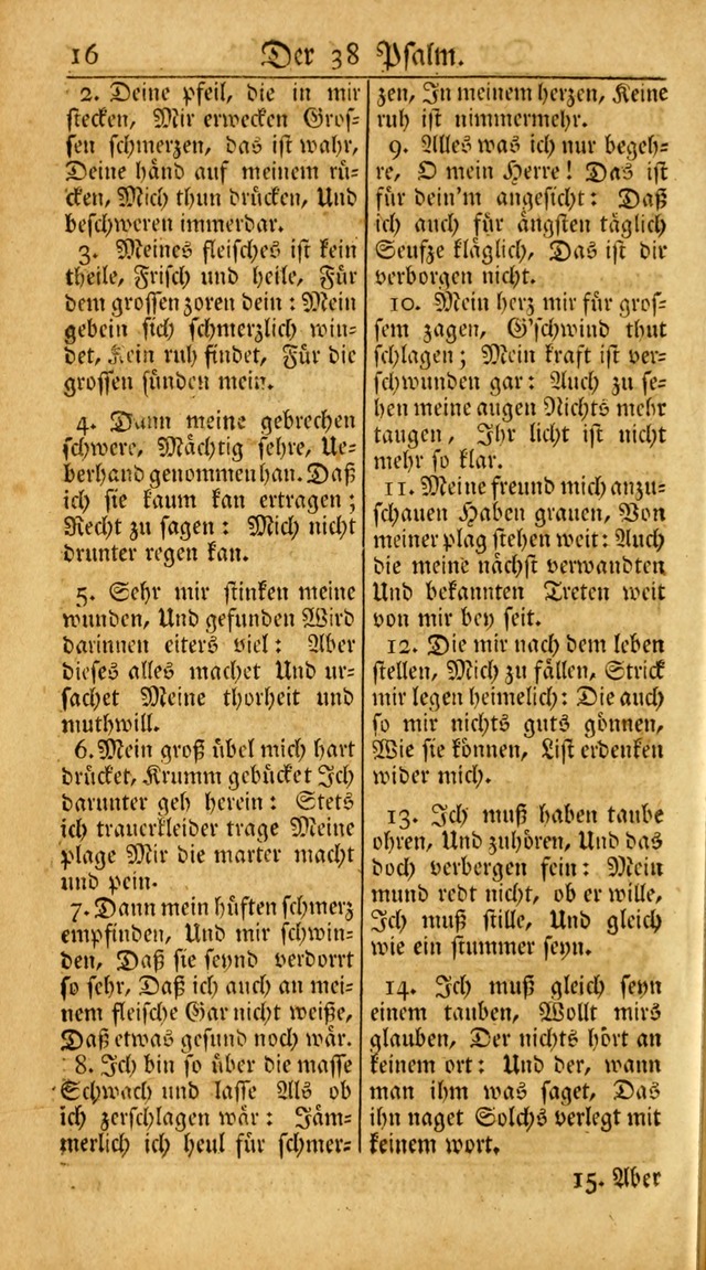 Ein Unpartheyisches Gesang-Buch: enthaltend geistreiche Lieder und Psalmen, zum allgemeinen Gebrauch des wahren Gottesdienstes auf begehren der Brüderschaft der Menoniten Gemeinen... page 16