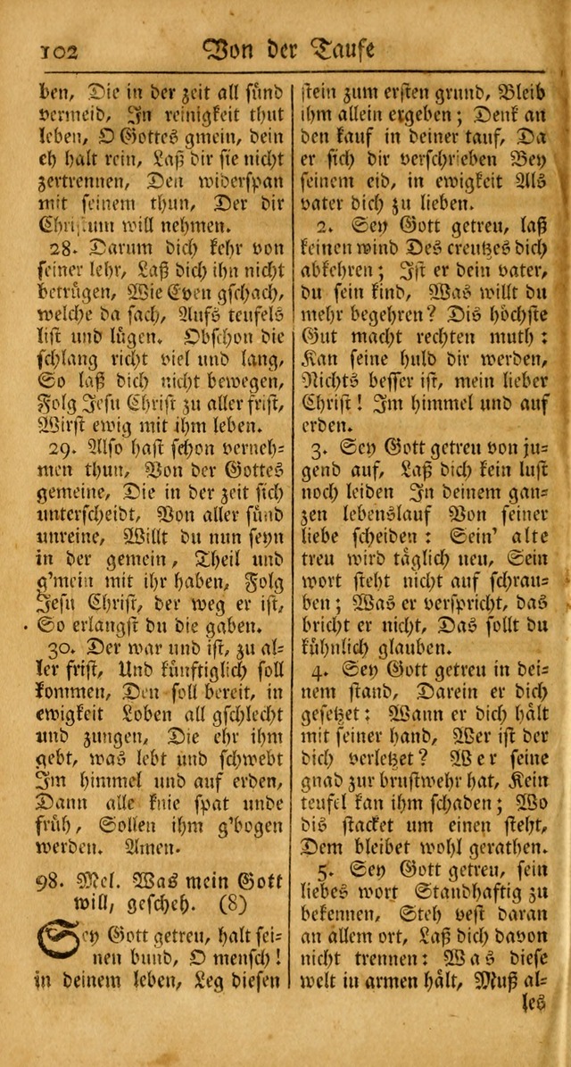 Ein Unpartheyisches Gesang-Buch: enthaltend geistreiche Lieder und Psalmen, zum allgemeinen Gebrauch des wahren Gottesdienstes auf begehren der Brüderschaft der Menoniten Gemeinen... page 182