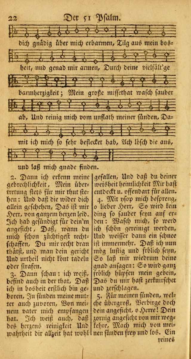 Ein Unpartheyisches Gesang-Buch: enthaltend geistreiche Lieder und Psalmen, zum allgemeinen Gebrauch des wahren Gottesdienstes auf begehren der Brüderschaft der Menoniten Gemeinen... page 22