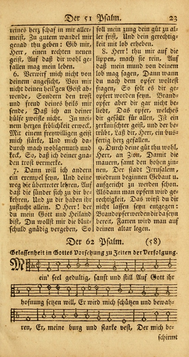 Ein Unpartheyisches Gesang-Buch: enthaltend geistreiche Lieder und Psalmen, zum allgemeinen Gebrauch des wahren Gottesdienstes auf begehren der Brüderschaft der Menoniten Gemeinen... page 23