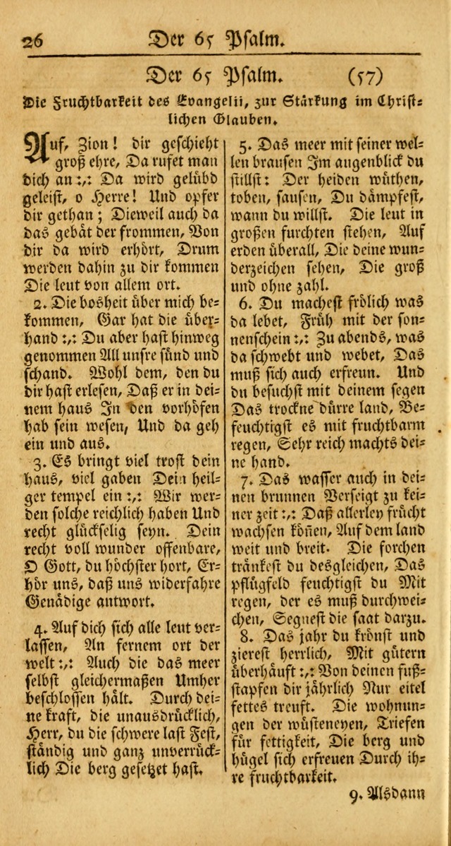 Ein Unpartheyisches Gesang-Buch: enthaltend geistreiche Lieder und Psalmen, zum allgemeinen Gebrauch des wahren Gottesdienstes auf begehren der Brüderschaft der Menoniten Gemeinen... page 26