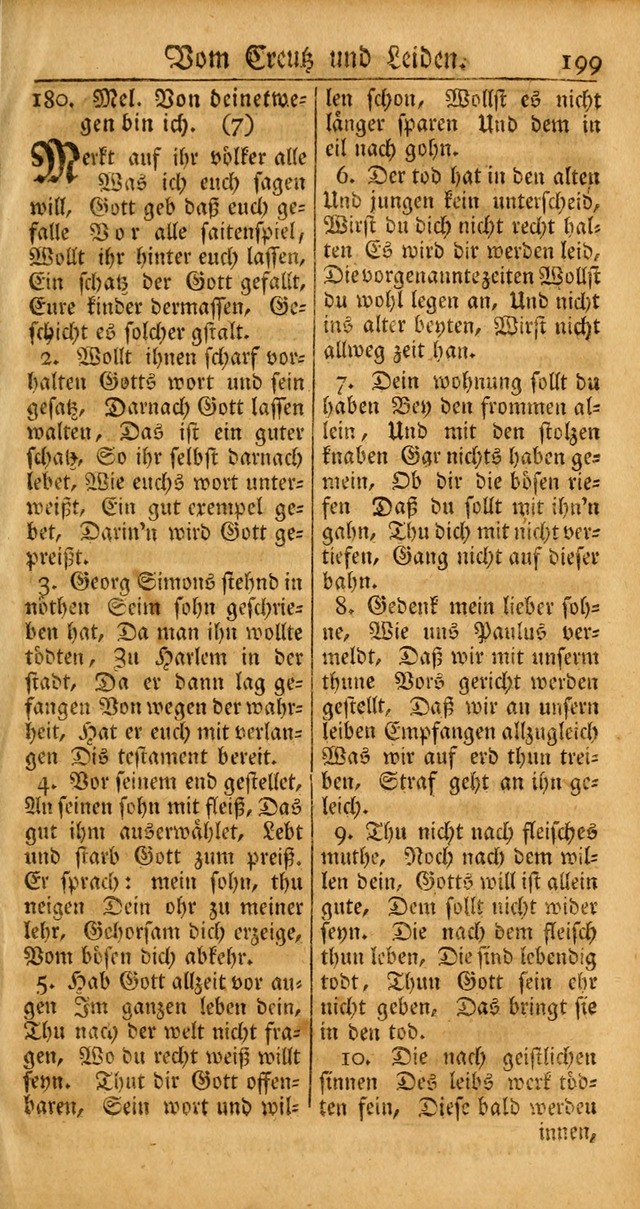 Ein Unpartheyisches Gesang-Buch: enthaltend geistreiche Lieder und Psalmen, zum allgemeinen Gebrauch des wahren Gottesdienstes auf begehren der Brüderschaft der Menoniten Gemeinen... page 279