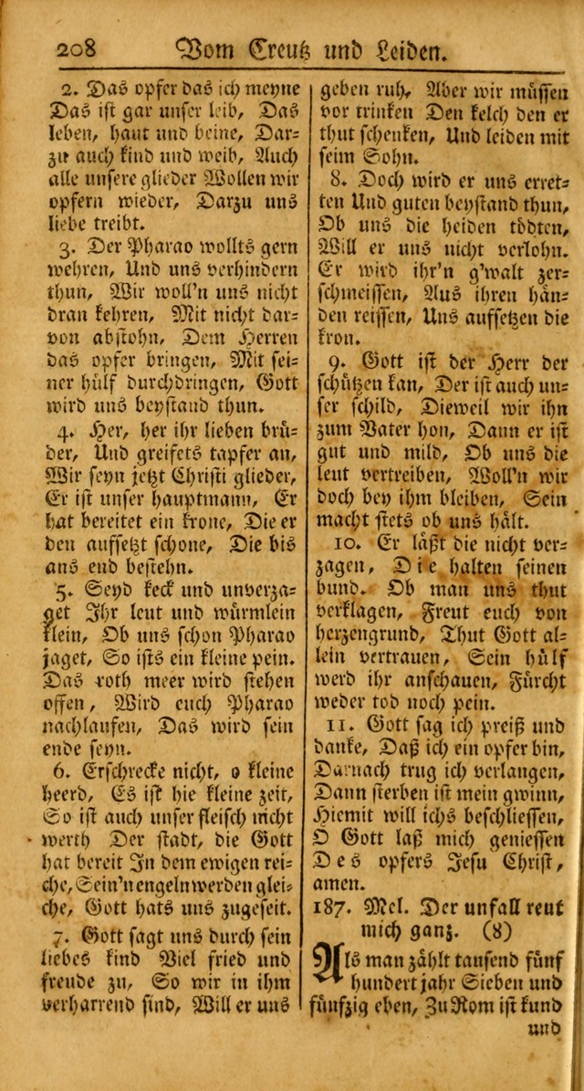 Ein Unpartheyisches Gesang-Buch: enthaltend geistreiche Lieder und Psalmen, zum allgemeinen Gebrauch des wahren Gottesdienstes auf begehren der Brüderschaft der Menoniten Gemeinen... page 288