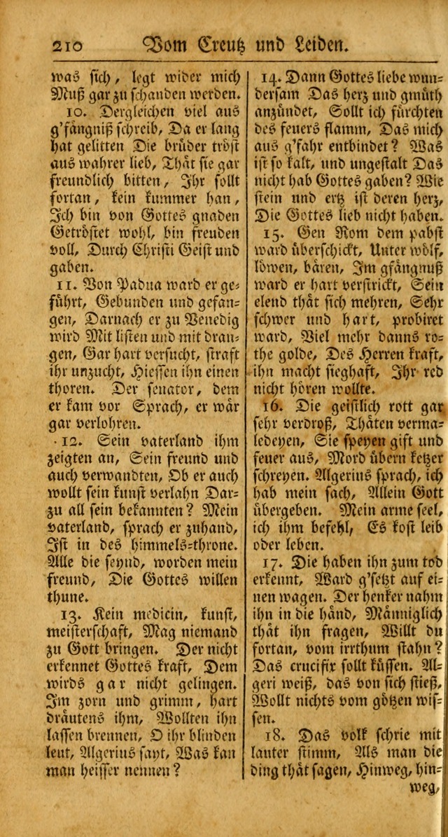 Ein Unpartheyisches Gesang-Buch: enthaltend geistreiche Lieder und Psalmen, zum allgemeinen Gebrauch des wahren Gottesdienstes auf begehren der Brüderschaft der Menoniten Gemeinen... page 290