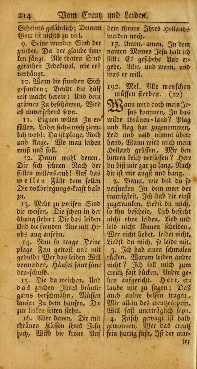 Ein Unpartheyisches Gesang-Buch: enthaltend geistreiche Lieder und Psalmen, zum allgemeinen Gebrauch des wahren Gottesdienstes auf begehren der Brüderschaft der Menoniten Gemeinen... page 294