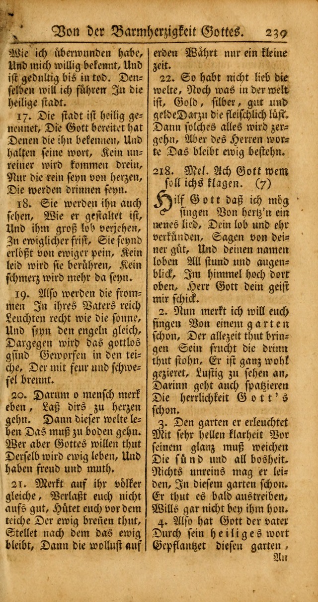 Ein Unpartheyisches Gesang-Buch: enthaltend geistreiche Lieder und Psalmen, zum allgemeinen Gebrauch des wahren Gottesdienstes auf begehren der Brüderschaft der Menoniten Gemeinen... page 319