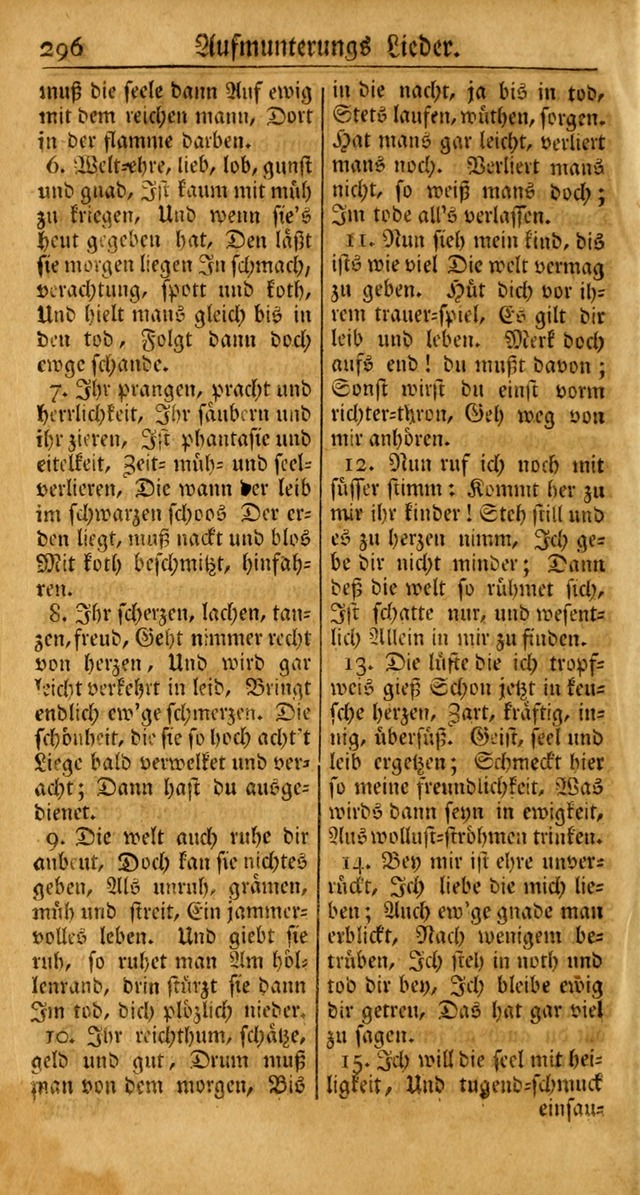 Ein Unpartheyisches Gesang-Buch: enthaltend geistreiche Lieder und Psalmen, zum allgemeinen Gebrauch des wahren Gottesdienstes auf begehren der Brüderschaft der Menoniten Gemeinen... page 376