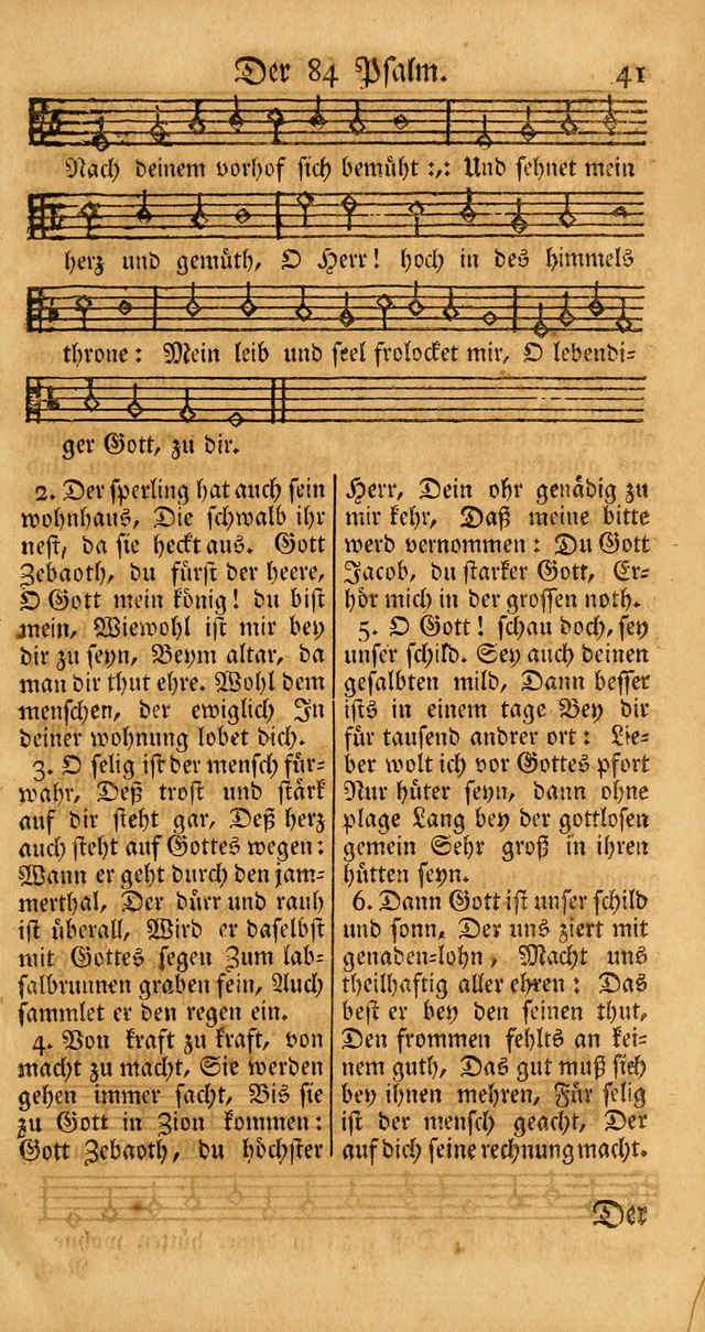 Ein Unpartheyisches Gesang-Buch: enthaltend geistreiche Lieder und Psalmen, zum allgemeinen Gebrauch des wahren Gottesdienstes auf begehren der Brüderschaft der Menoniten Gemeinen... page 41