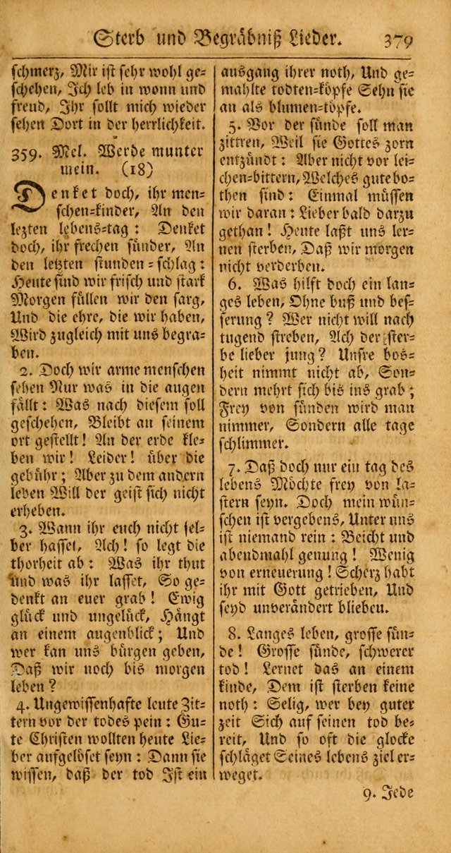 Ein Unpartheyisches Gesang-Buch: enthaltend geistreiche Lieder und Psalmen, zum allgemeinen Gebrauch des wahren Gottesdienstes auf begehren der Brüderschaft der Menoniten Gemeinen... page 459