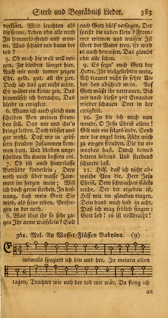 Ein Unpartheyisches Gesang-Buch: enthaltend geistreiche Lieder und Psalmen, zum allgemeinen Gebrauch des wahren Gottesdienstes auf begehren der Brüderschaft der Menoniten Gemeinen... page 463