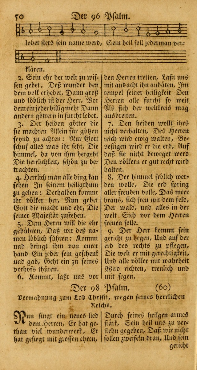 Ein Unpartheyisches Gesang-Buch: enthaltend geistreiche Lieder und Psalmen, zum allgemeinen Gebrauch des wahren Gottesdienstes auf begehren der Brüderschaft der Menoniten Gemeinen... page 50